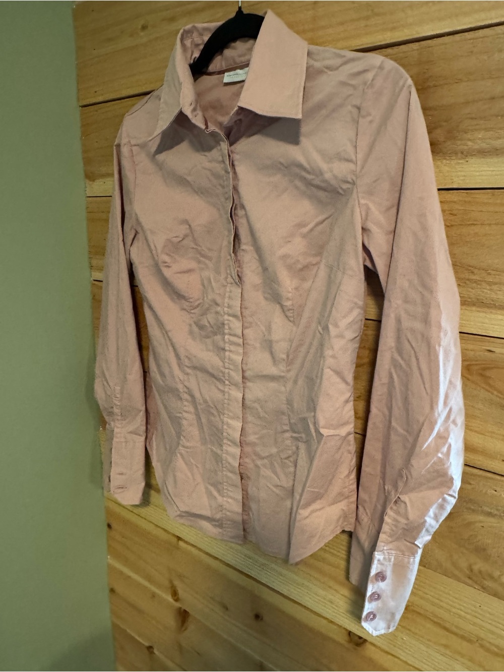 Dusty Pink Button Up Blouse Office Siren Fitted Workwear Chic